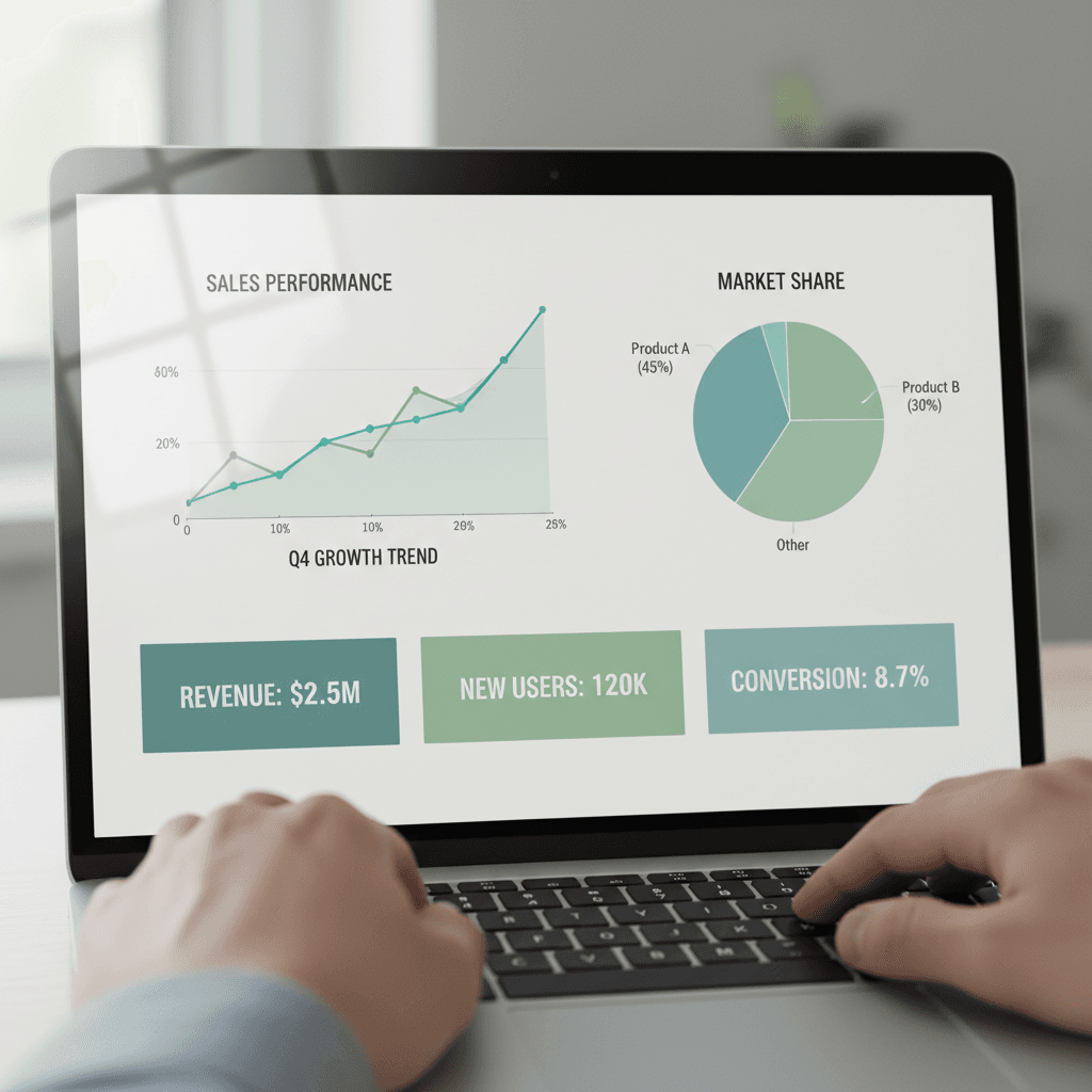 Data analytics dashboard on laptop screen