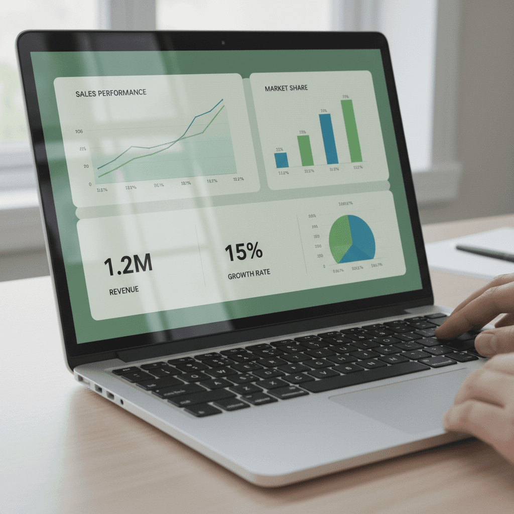 Data analytics dashboard on laptop screen