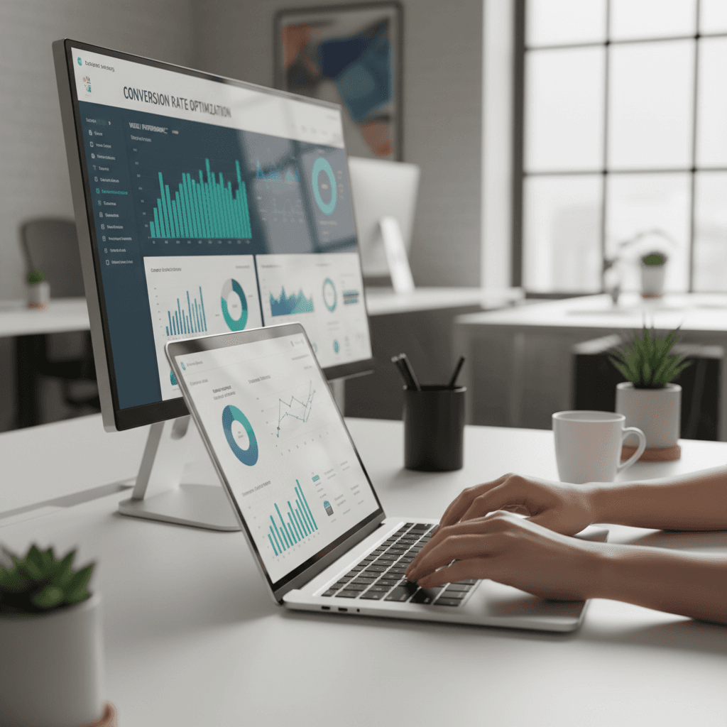 Laptop displaying marketing analytics dashboard